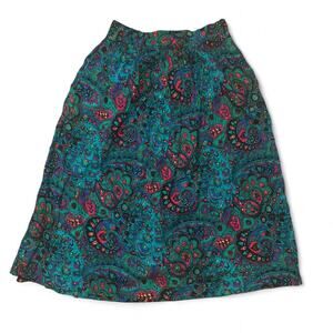 Vibrant vintage 80s Renee Adams Limited paisley midi skirt size 7 26" waist